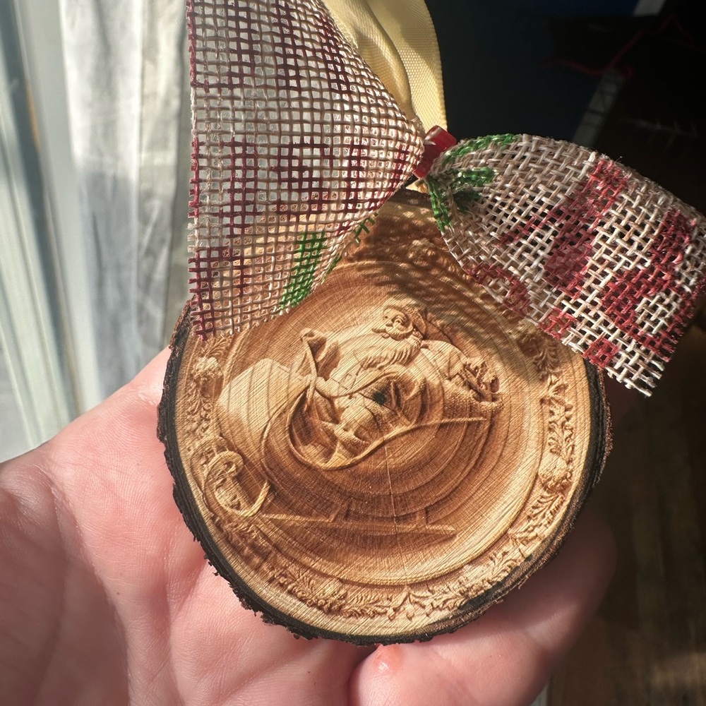 Wooden Ornament with Ribbon
